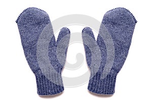 Blue mittens, isolated