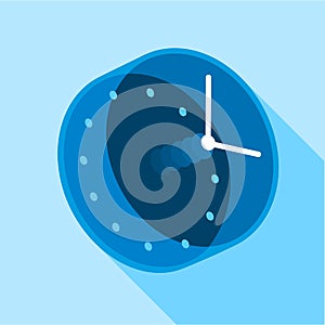 Blue modern clock icon, flat style