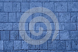 Blue modern coble stone background. Close up top view on monotone gray brick stone