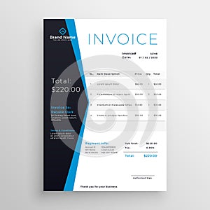Blue modern invoice template design