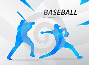 Blue modern vector graphic baseball player on abstract background