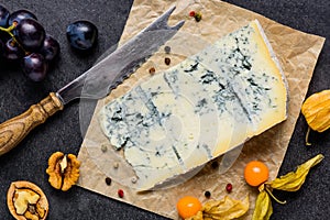 Blue Mold Gorgonzola Cheese with Fruits photo