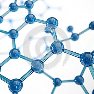 Blue molecular structure network isolated on white background