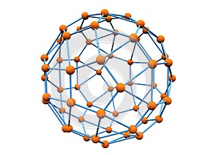 Blue molecule with orange atoms