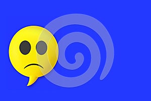 Blue Monday. Blue Monday design, the saddest day of the year. Blue color background. Yellow emoji with a sad face.