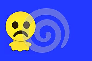 Blue Monday. Blue Monday design, the saddest day of the year. Blue color background. Yellow emoji with a sad face.