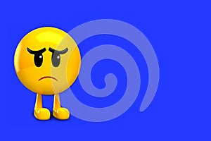 Blue Monday. Blue Monday design, the saddest day of the year. Blue color background. Yellow emoji with a sad face.