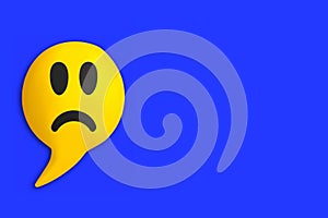Blue Monday. Blue Monday design, the saddest day of the year. Blue color background. Yellow emoji with a sad face.