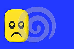 Blue Monday. Blue Monday design, the saddest day of the year. Blue color background. Yellow emoji with a sad face.