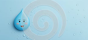 Blue monday concept sad emoji face on light blue background with free copy space for text