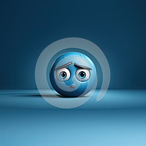 Blue Monday 3d illustration with sad face