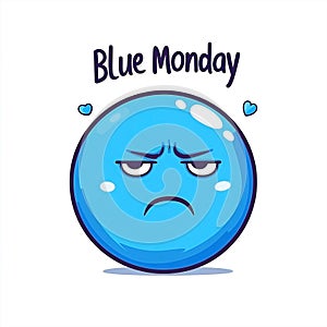 Blue Monday Depicted by a Flat Vector Sad Emoji Illustration photo
