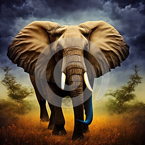 Blue Monday elephant concept, the most sad and depressing day of the year, generative ai