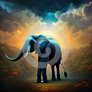 Blue Monday elephant concept, the most sad and depressing day of the year, generative ai