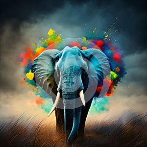 Blue Monday elephant concept, the most sad and depressing day of the year, generative ai