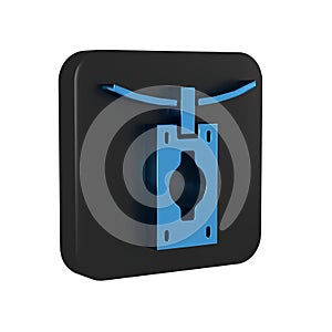 Blue Money laundering icon isolated on transparent background. Money crime concept. Black square button.