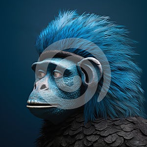 Blue Monkey: A Fantastical 8k 3d Portrait With Elaborate Costumes