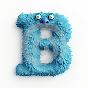 Blue Monster Letter B: Playful 3d Rendering With Attention To Texture photo