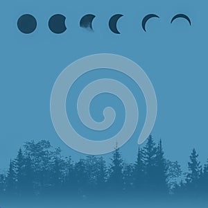 Blue moon phases and forest