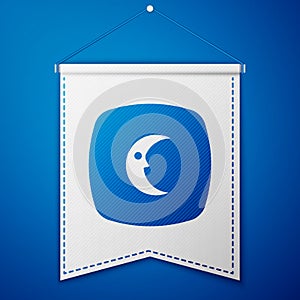 Blue Moon and stars icon isolated on blue background. Cloudy night sign. Sleep dreams symbol. Full moon. Night or bed