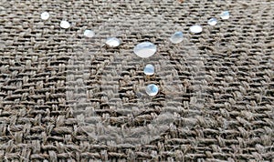 Blue moonstones on jute cloth