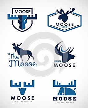 Blue Moose logo vector set art design