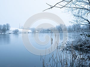 Blue morning over crime lake