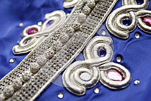 Blue Moroccan Caftan embroidery details photo