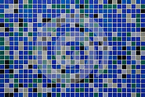 Blue mosaic tiles. Background texture