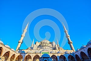 The Blue Mosque also called Sultan Ahmed Mosque or Sultan Ahmet Mosque in Istanbul, Turkey