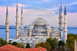 Blue Mosque and Bosporus, Istanbul, Turkey