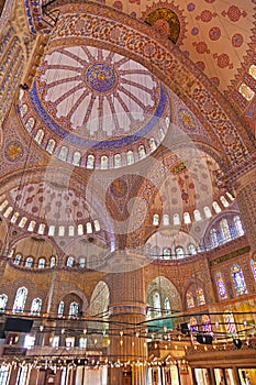 Blue mosque interior in Istanbul Turkey