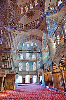 Blue mosque interior in Istanbul Turkey