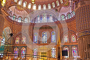 Blue mosque interior in Istanbul Turkey