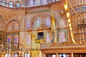 Blue mosque interior in Istanbul Turkey