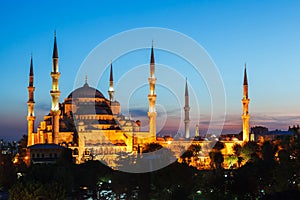 Blue Mosque in Istanbul, with sunset