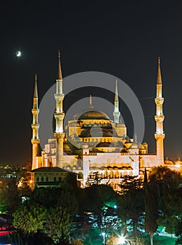 Blue Mosque in Istanbul, with sunset