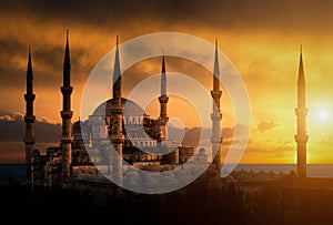 The Blue Mosque in Istanbul During Sunset