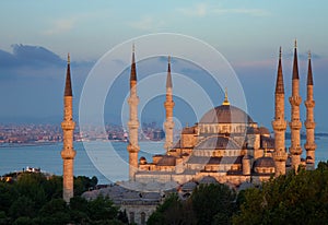 Blue mosque in the late evening sun