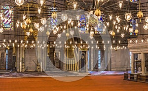 Blue Mosque Minbar Mihrab Lights Basilica Istanbul Turkey