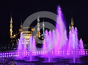 Blue Mosque by night, Istanbul, Turkey photo