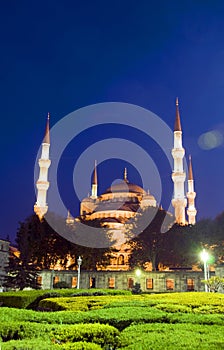 Blue Mosque park night Istanbul Turkey