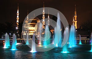 The Blue Mosque Sultan Ahmed Mosque and fountain, Istanbul, Turkey