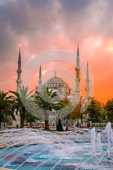 The Blue Mosque, Sultanahmet Camii in sunset, Istanbul, Turkey