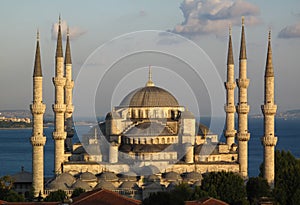 Blue mosque at sunset