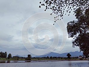 Blue Mountain behind the lake