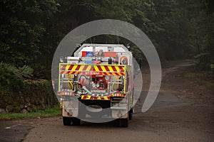 Rural Fire Service firetruck on the road near Mt. Tomah, Blue Mountains