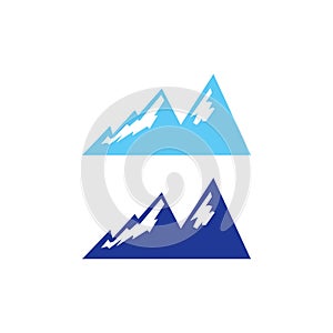 Blue Mountains with Snow Sign Symbol Logo