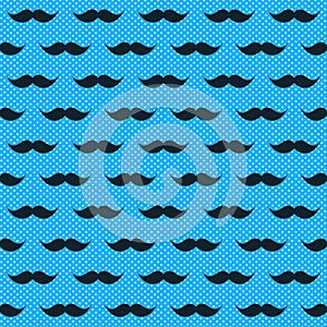 Blue Moustaches Seamless Background Pattern photo