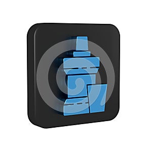 Blue Mouthwash plastic bottle and glass icon isolated on transparent background. Liquid for rinsing mouth. Oralcare
